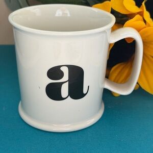 Cost Plus World Market Black and White Monogram 20 oz Mug